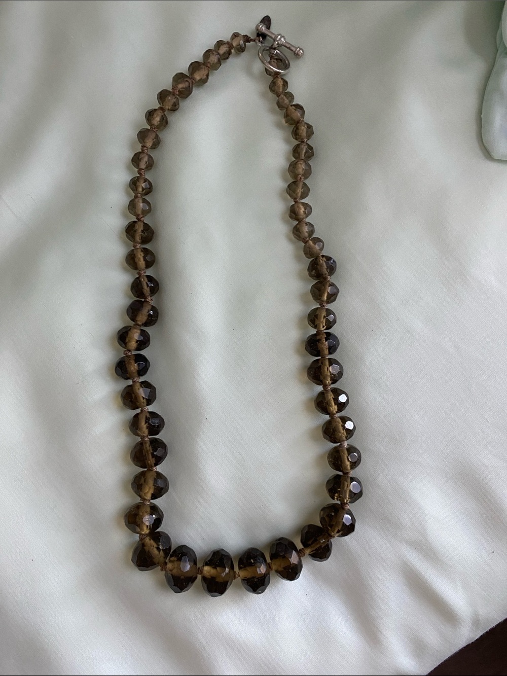 Talbots Vintage Faceted Smoky Brown Glass Bead Talbots Toggle Necklace